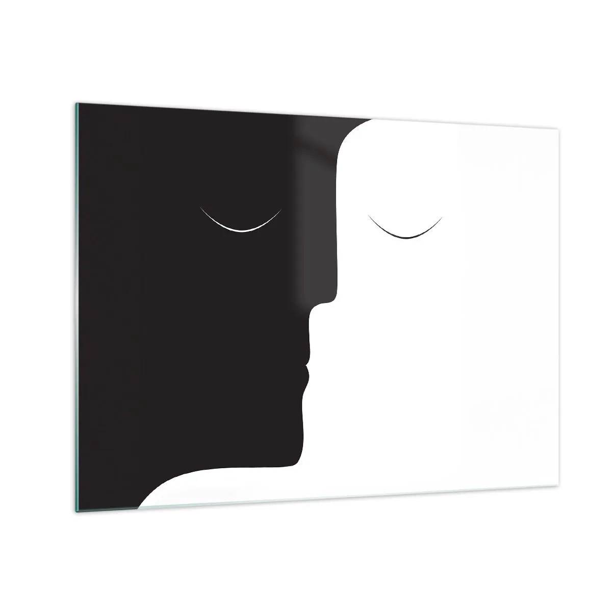 Glass picture - Minimalist black and white faces forming a unity - 70x50cm - Unity of Opposites - Modern wall decoration for the living room and bedroom ARTTOR