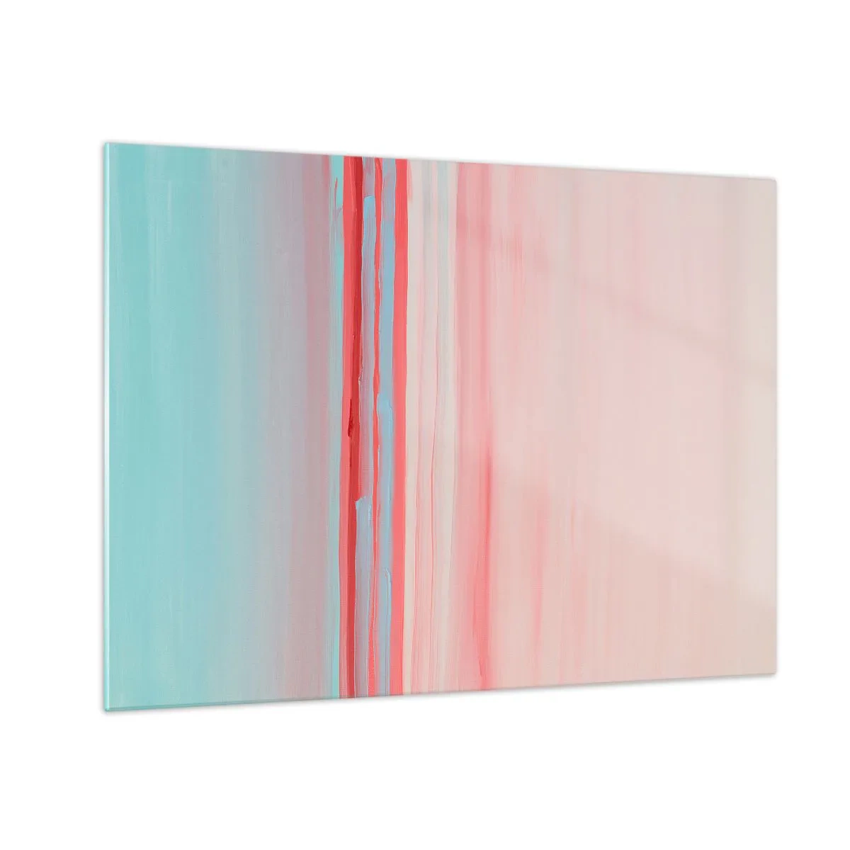 Glass picture - Vertical stripes in pastel shades of pink and blue - 70x50cm - Abstract at Dawn - Modern wall decoration for the living room and bedroom ARTTOR