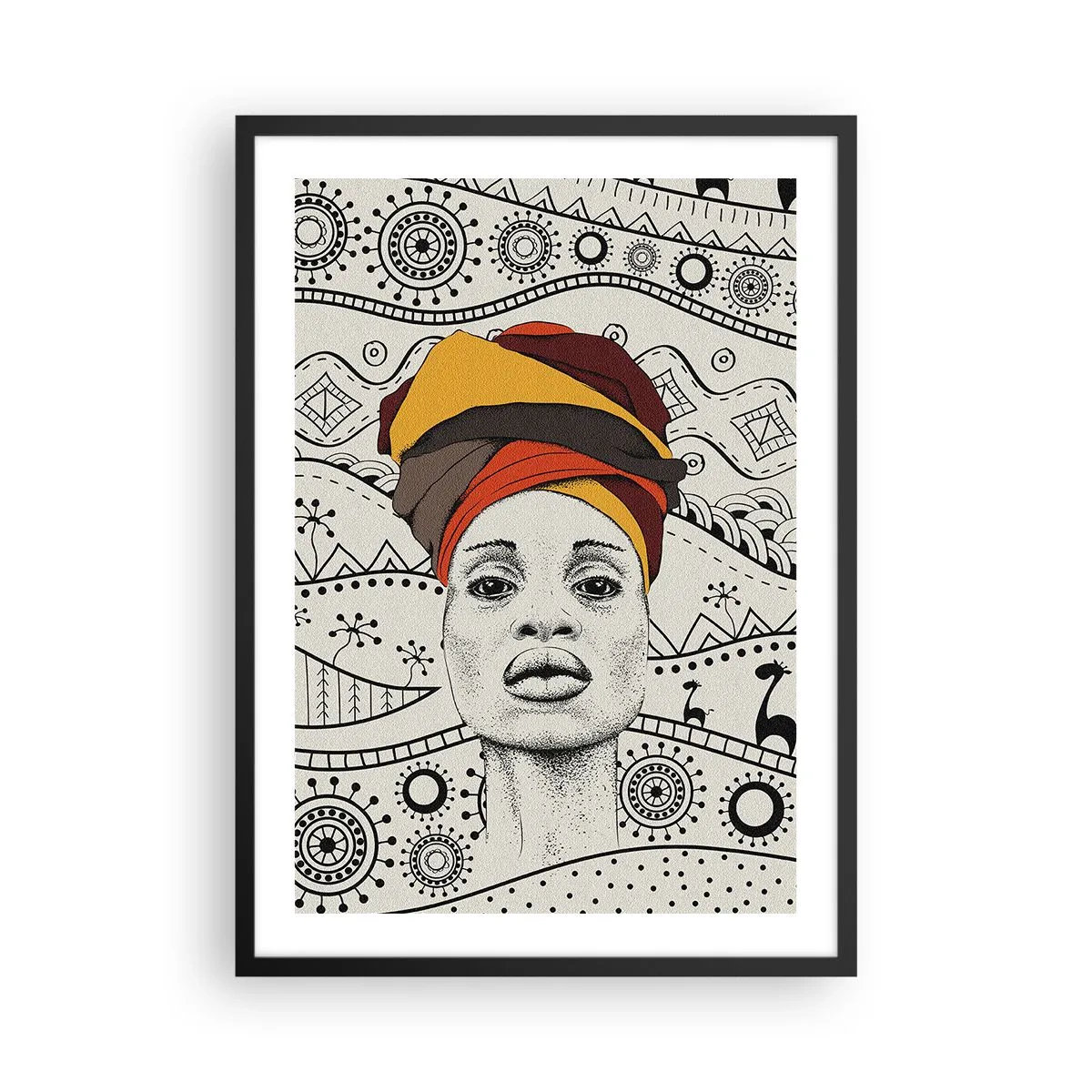 Poster in black frame - African patriarch - 50x70cm - African Portrait - Modern wall decoration for the living room and bedroom ARTTOR