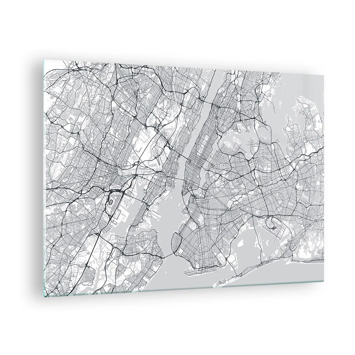 Glass picture - A map of big city streets and districts in monochromatic form - 70x50cm - Anatomy of Metropolis - Modern wall decoration for the living room and bedroom ARTTOR