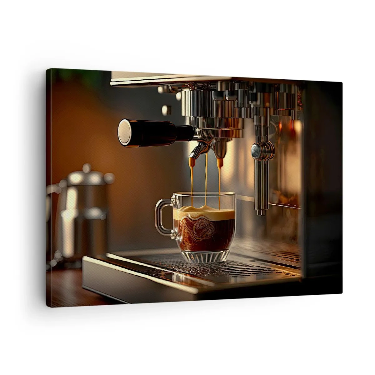 Canvas picture - Coffee machine with a cup of aromatic espresso - 70x50cm - Sensual Mixture - Modern wall decoration for the living room and bedroom ARTTOR