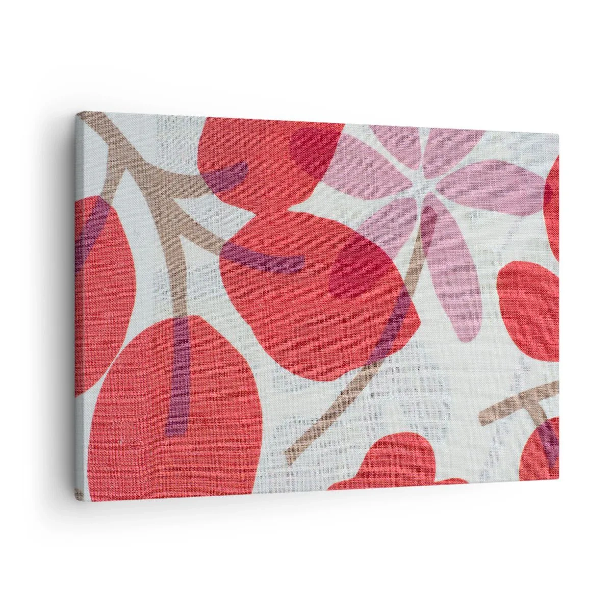 Canvas picture - Flowers and leaves in shades of red and pink - 70x50cm - Flower Composition in Pink - Modern wall decoration for the living room and bedroom ARTTOR