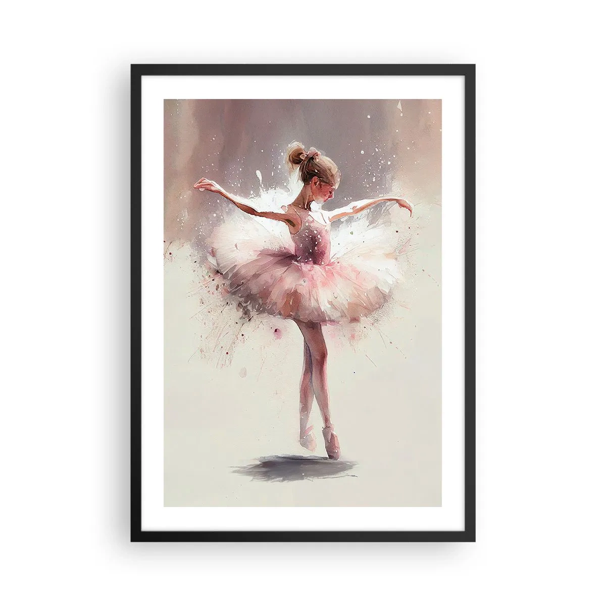 Poster in black frame - Ballerina in artistic movement - 50x70cm - Like a Young Bird - Modern wall decoration for the living room and bedroom ARTTOR