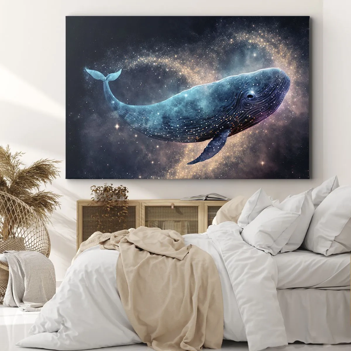 Canvas picture - A space whale with a galaxy in the background - 70x50cm - Such World Exists... - Modern wall decoration for the living room and bedroom ARTTOR