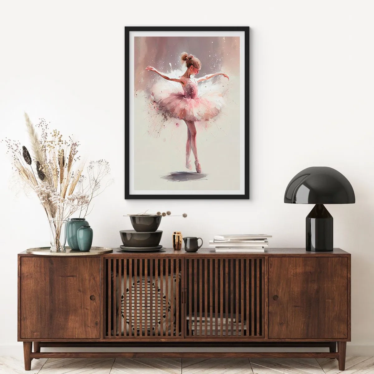 Poster in black frame - Ballerina in artistic movement - 50x70cm - Like a Young Bird - Modern wall decoration for the living room and bedroom ARTTOR