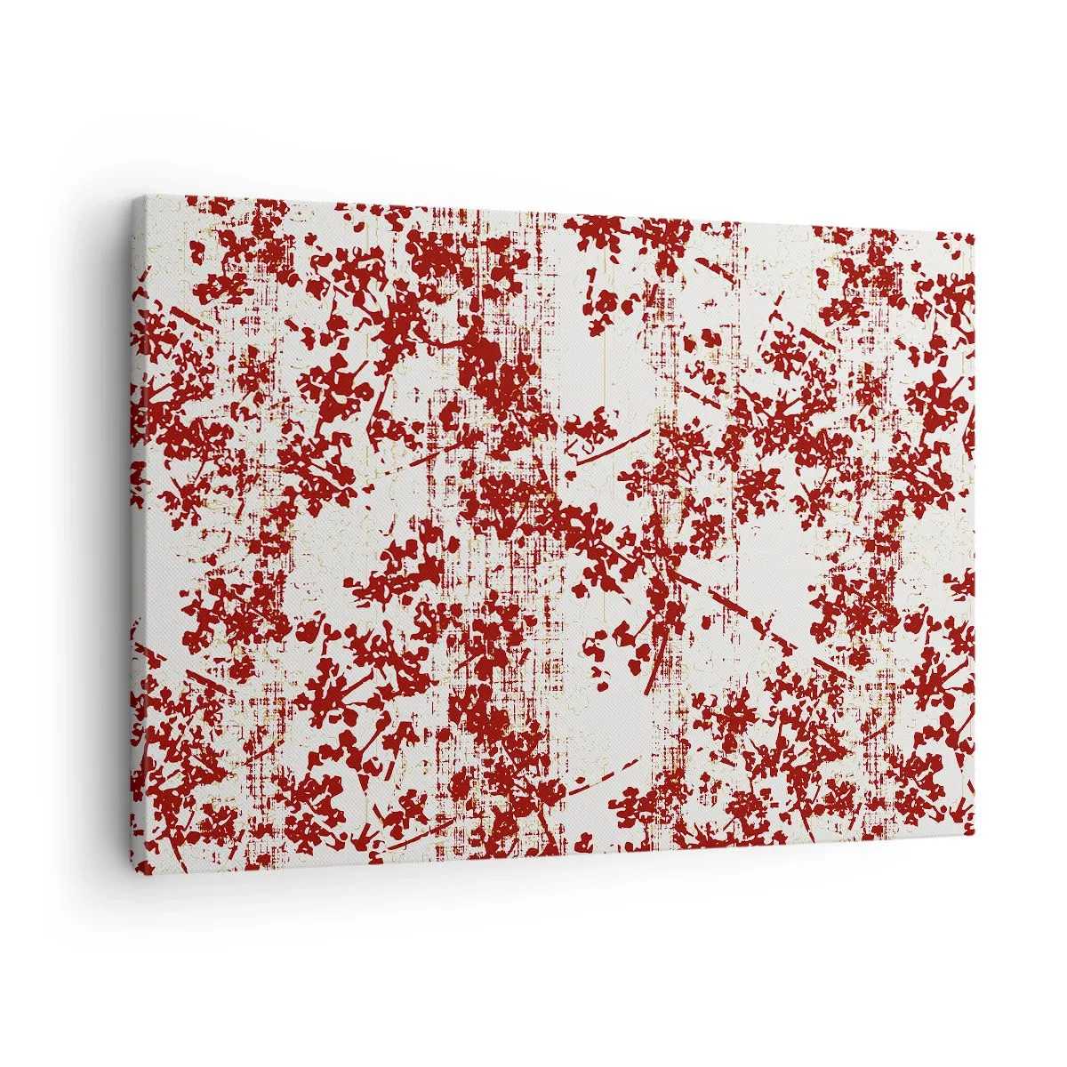 Canvas picture - Red flowers on a white background in an artistic style - 70x50cm - Like Old-fashioned Percale - Modern wall decoration for the living room and bedroom ARTTOR