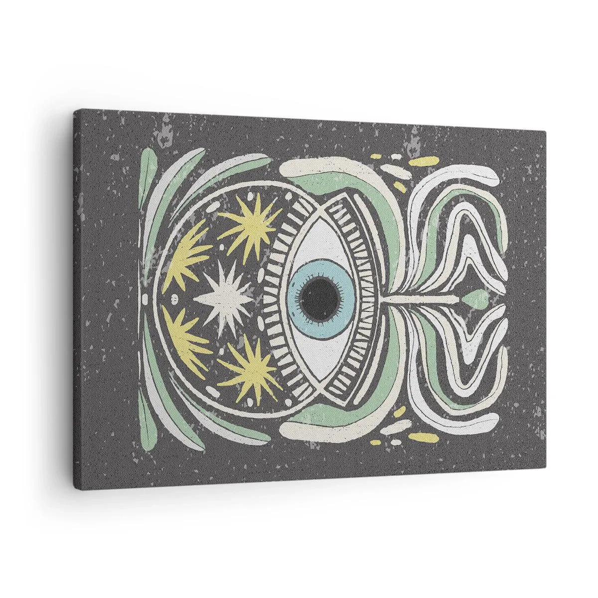 Canvas picture - A symbolic eye surrounded by abstract patterns - 70x50cm - Tribal Rituals - Modern wall decoration for the living room and bedroom ARTTOR