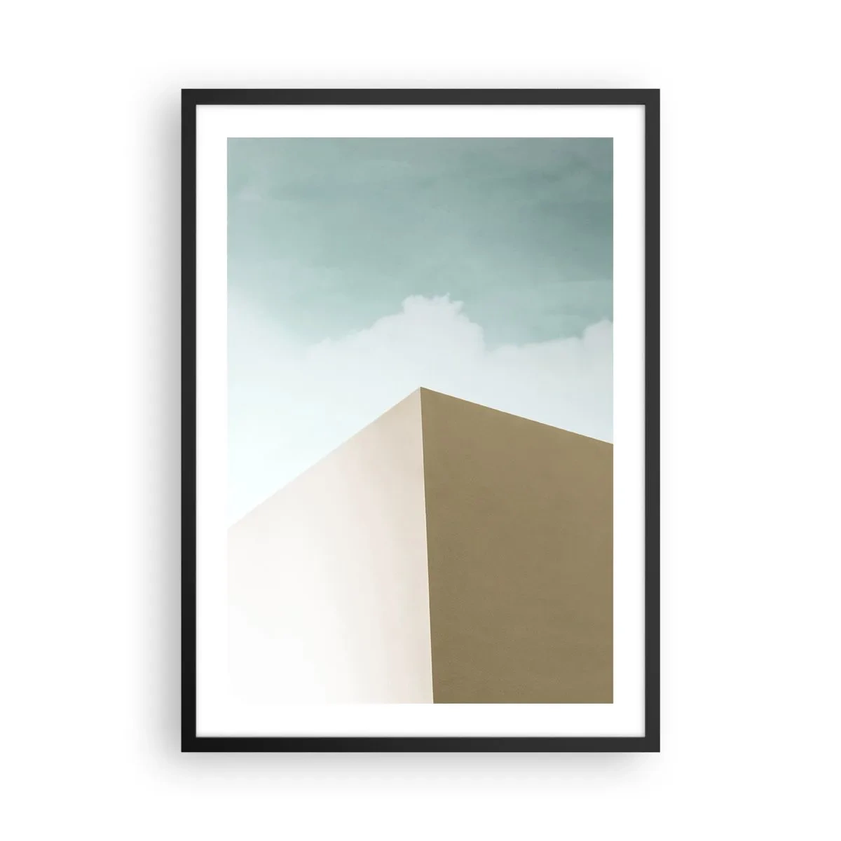 Poster in black frame - A minimalist building with a delicate sky - 50x70cm - Geometry of a Sunny summer - Modern wall decoration for the living room and bedroom ARTTOR