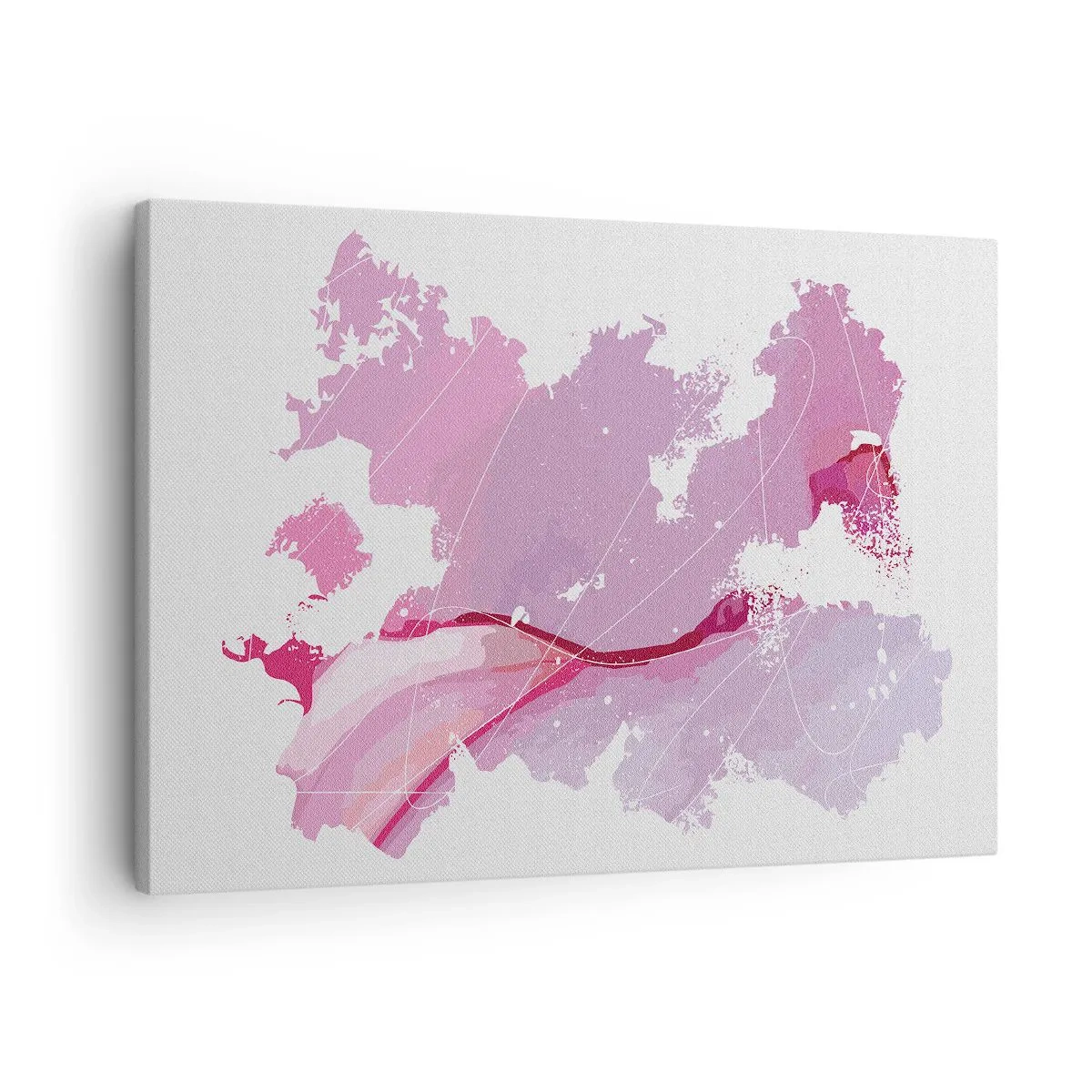 Canvas picture - Abstract world map in shades of pink - 70x50cm - Map of a Pink World - Modern wall decoration for the living room and bedroom ARTTOR