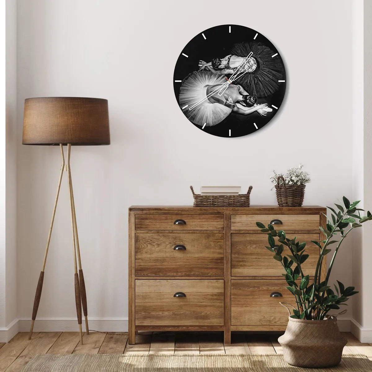 Wall clock - Clock on glass - An astronaut drifting in space above Earth - 30x30cm - Yin and Yang - Ideal Balance - Modern wall decoration for the living room, kitchen, and bedroom ARTTOR