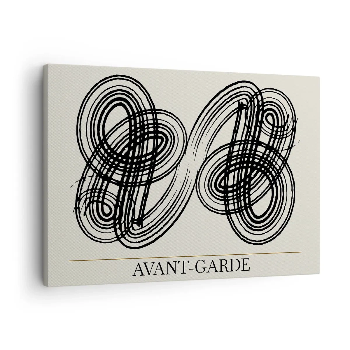 Canvas picture - Abstract black lines on a light background in avant-garde style. - 70x50cm - Spontaneous Result - Modern wall decoration for the living room and bedroom ARTTOR