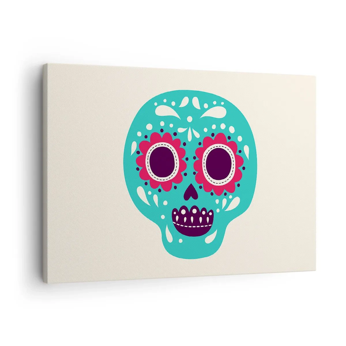 Canvas picture - A turquoise and purple sugar skull inspired by Mexican culture - 70x50cm - Life - Fun Until You Die - Modern wall decoration for the living room and bedroom ARTTOR