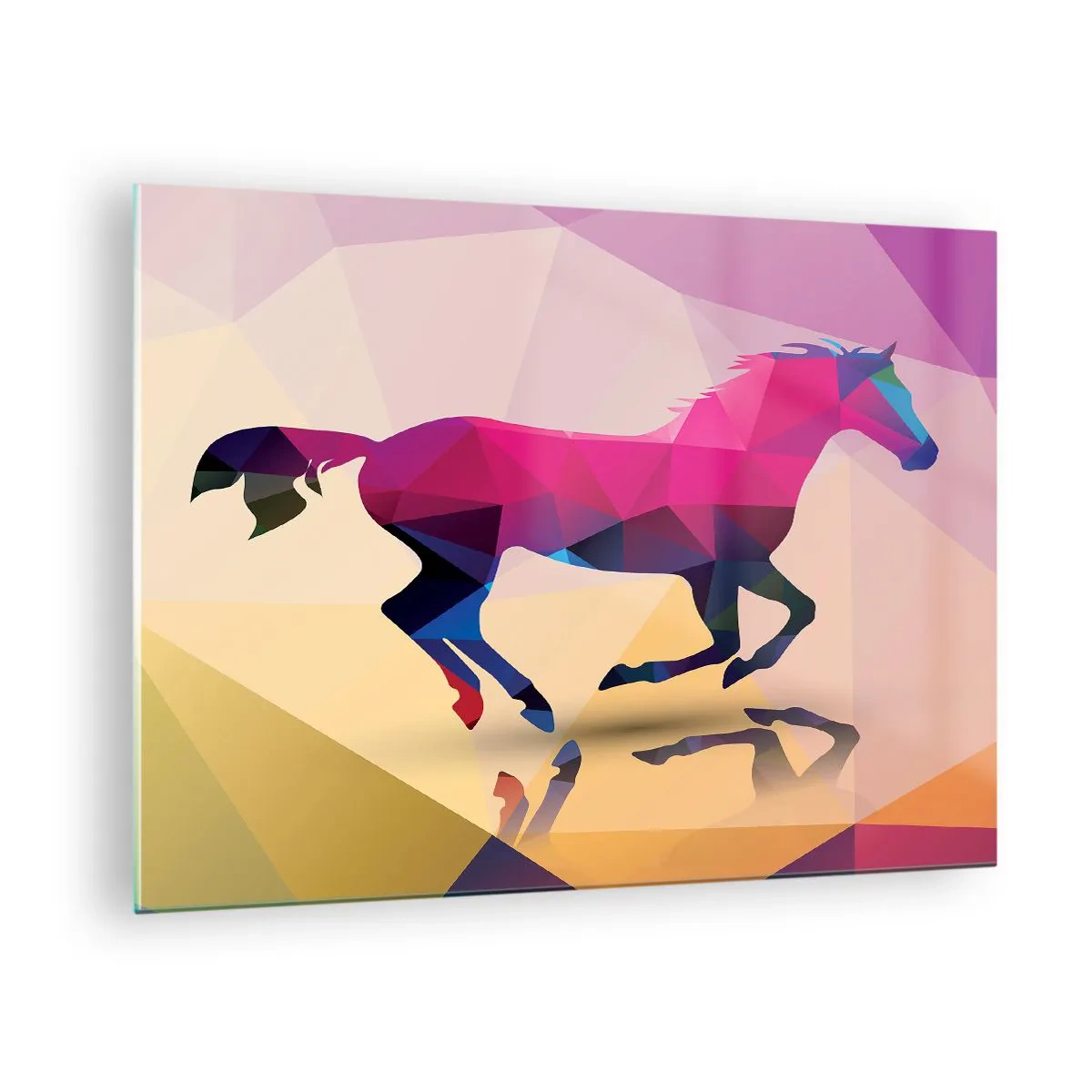 Glass picture - Geometric horse in colorful abstraction - 70x50cm - Cubism Is Still Alive - Modern wall decoration for the living room and bedroom ARTTOR