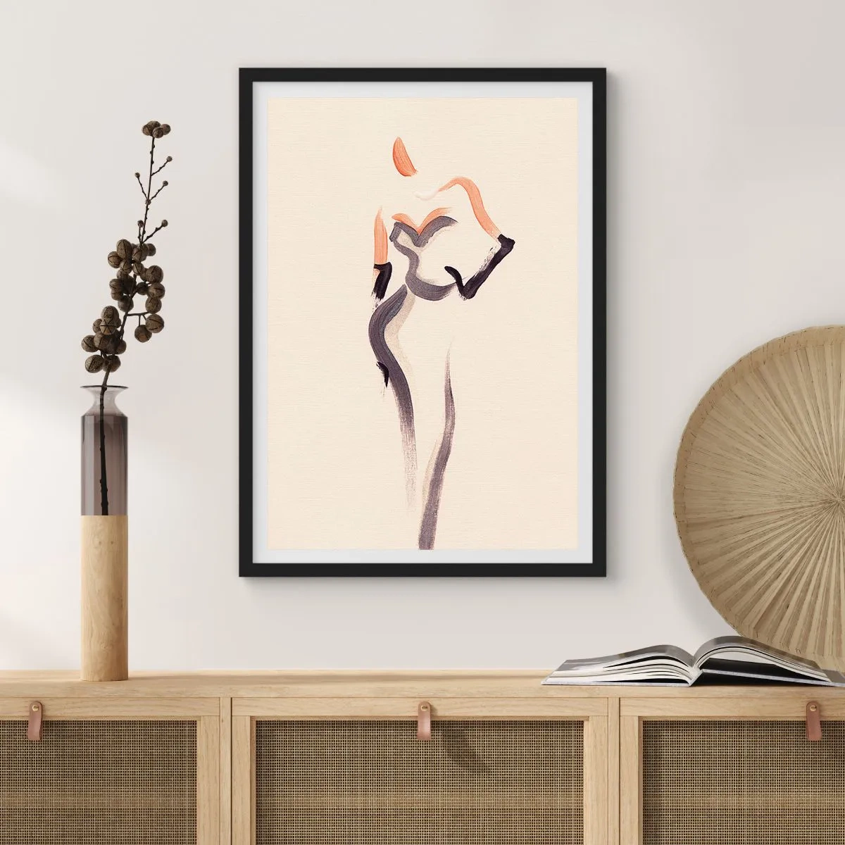 Poster in black frame - Minimalist female silhouette - 50x70cm - From Golden Years of Hollywood - Modern wall decoration for the living room and bedroom ARTTOR