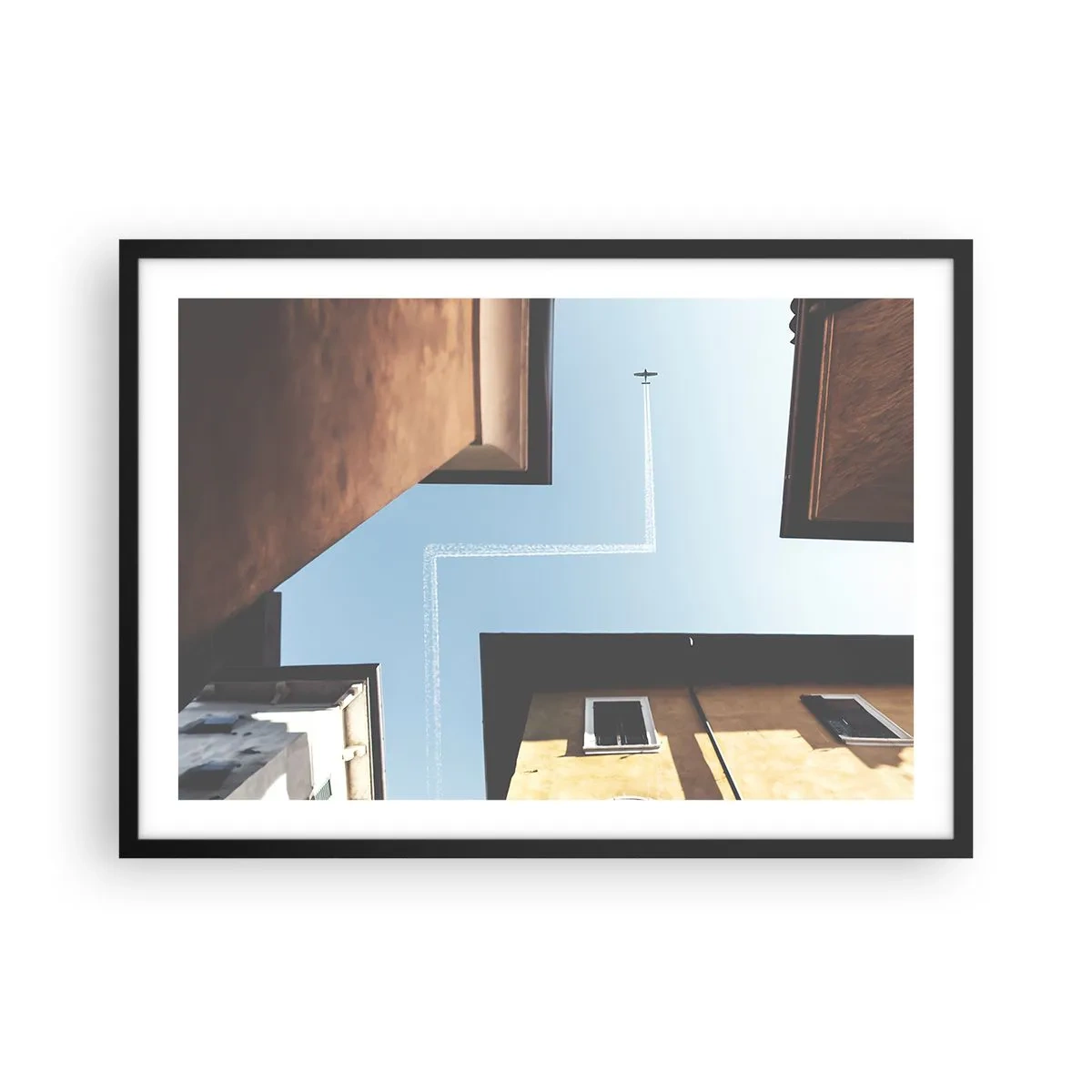 Poster in black frame - Above City Maze - 70x50 cm