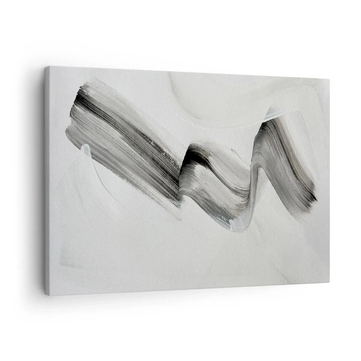 Canvas picture - Abstract black and white brush stroke on a light background - 70x50cm - Casually for Fun - Modern wall decoration for the living room and bedroom ARTTOR