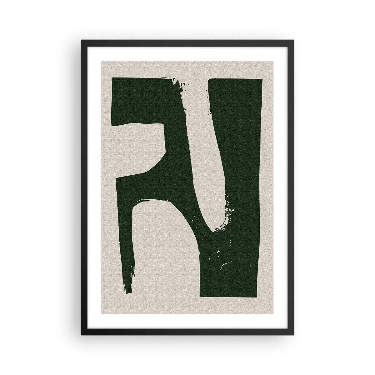 Poster in black frame - Minimalist abstraction in green and beige - 50x70cm - Whiteness of the Bay - Modern wall decoration for the living room and bedroom ARTTOR