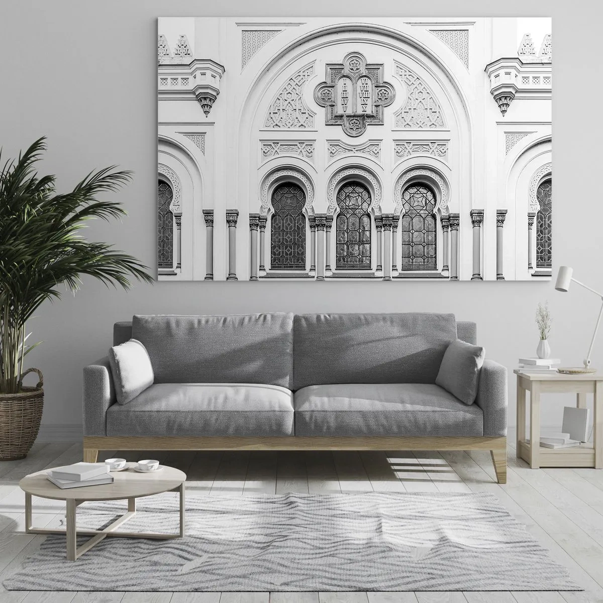 Glass picture - The facade of a historic building with decorative windows and details - 70x50cm - At the Crossroads of Cultures - Modern wall decoration for the living room and bedroom ARTTOR