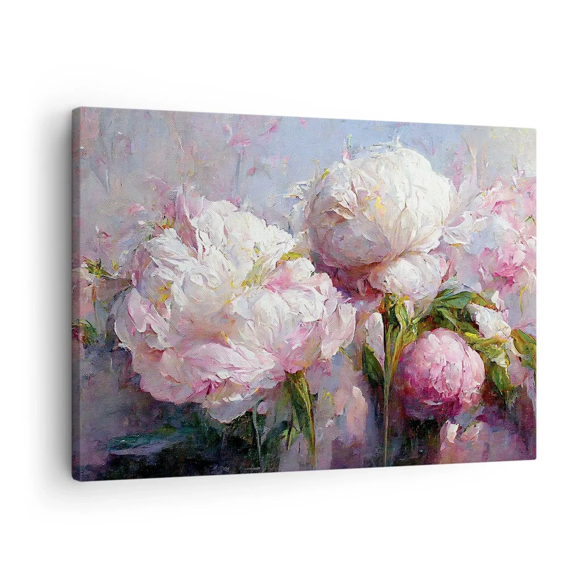 Canvas picture - Romantic peony flowers in pastel colors - 70x50cm - Bouquet Bubbling with Life - Modern wall decoration for the living room and bedroom ARTTOR