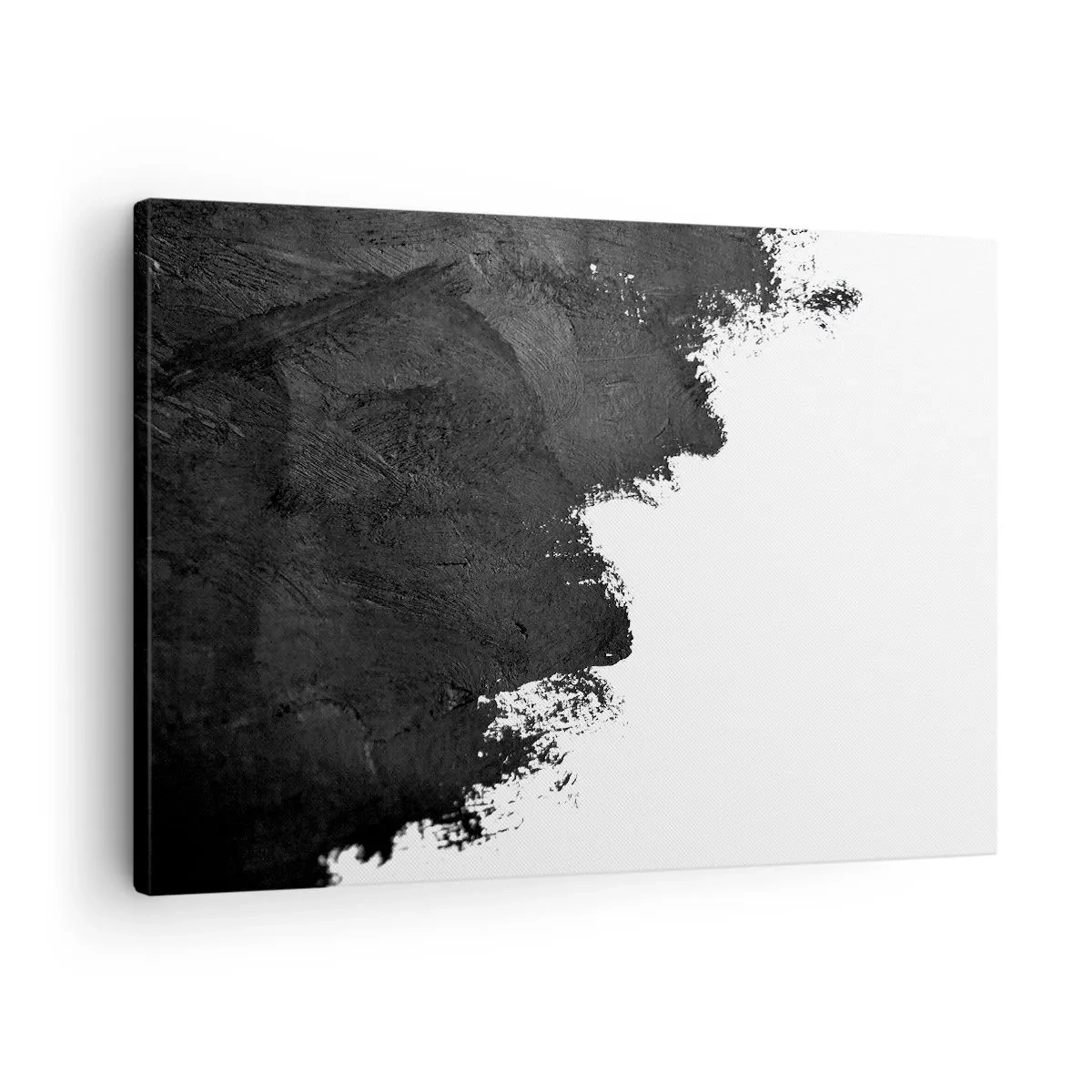Canvas picture - Black and white abstraction with contrasting brushstrokes - 70x50cm - Elements: Earth - Modern wall decoration for the living room and bedroom ARTTOR