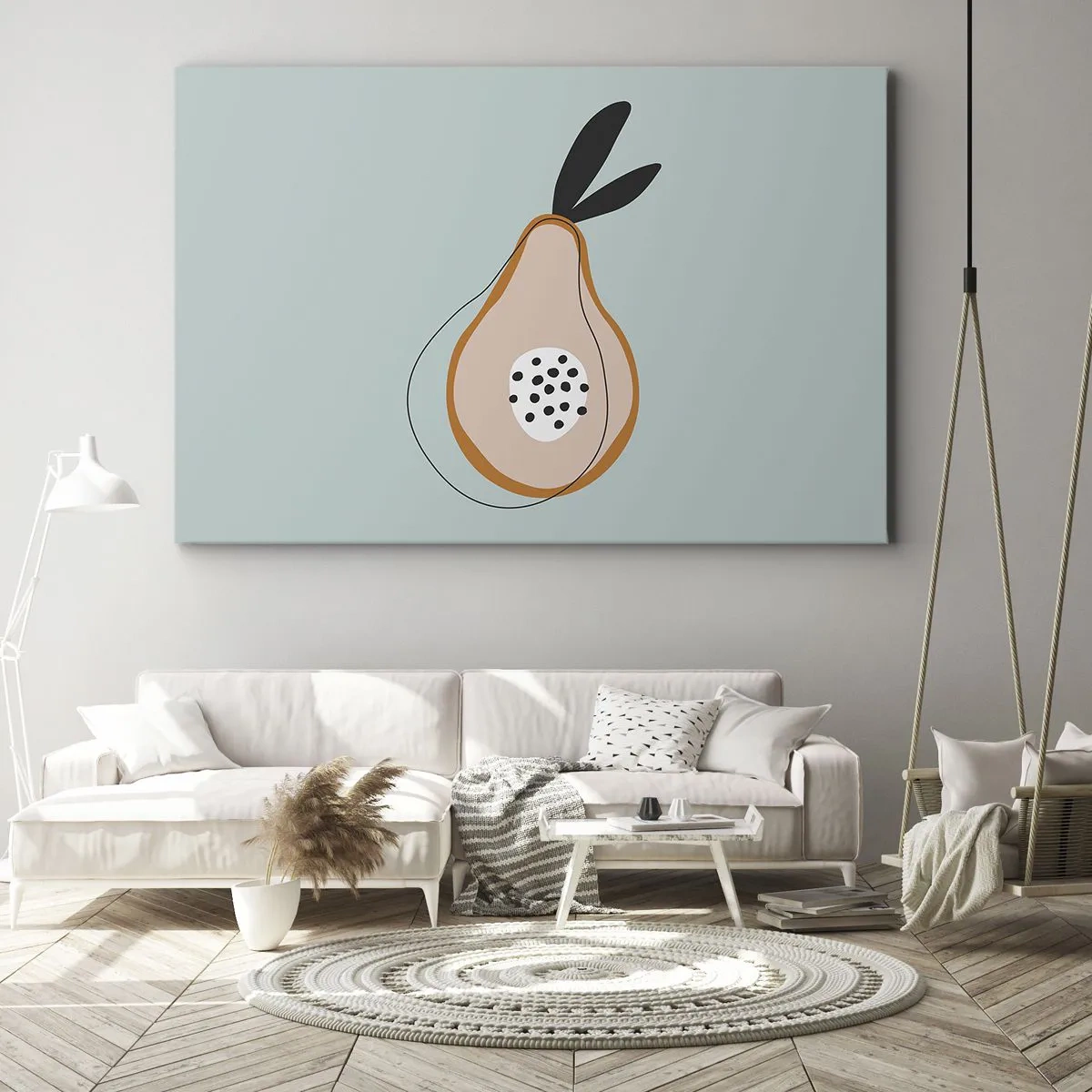 Canvas picture - Abstract pear on a light background - 70x50cm - Penetrating the Nature of Things - Modern wall decoration for the living room and bedroom ARTTOR