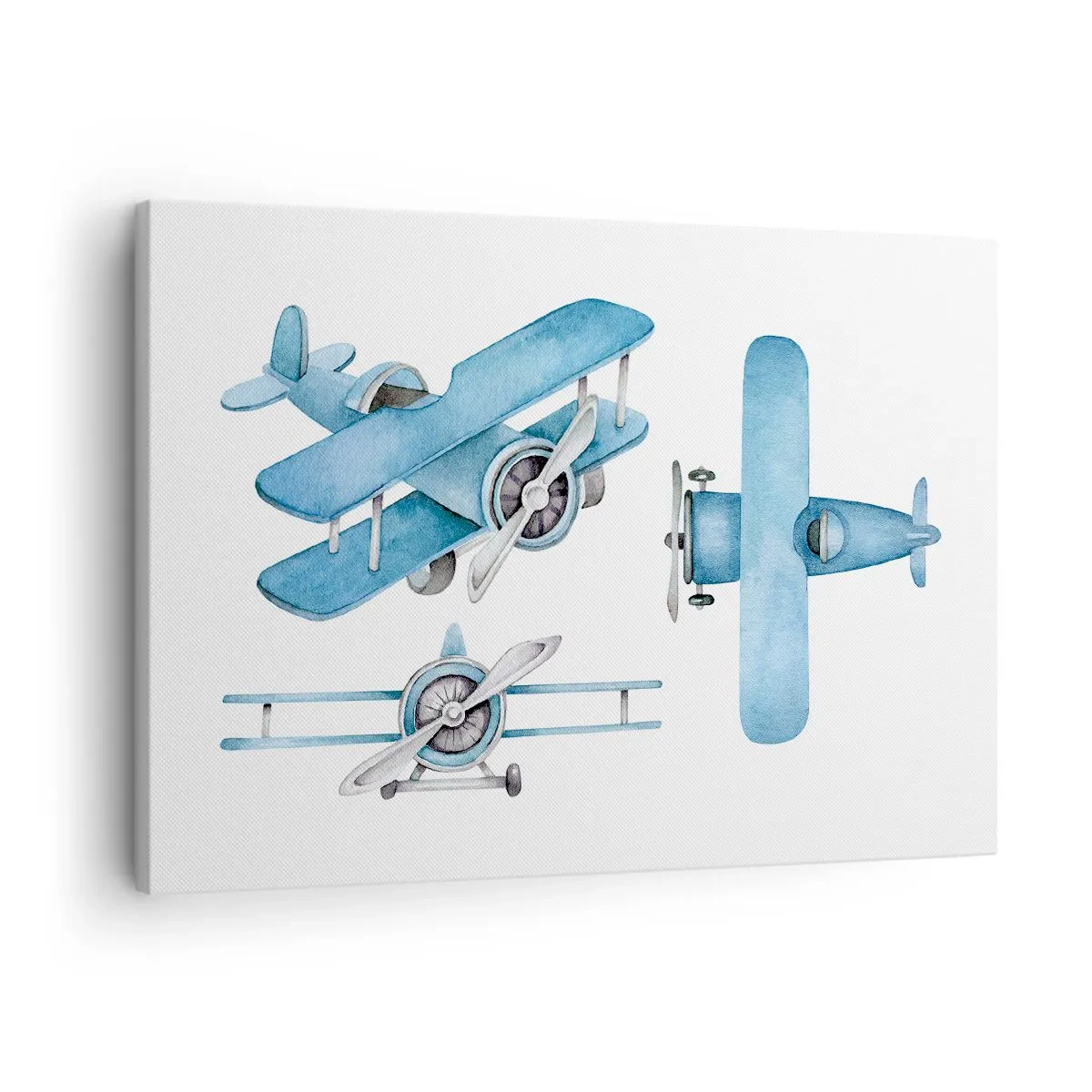 Canvas picture - Blue retro airplanes - 70x50cm - Born Winner - Modern wall decoration for the living room and bedroom ARTTOR