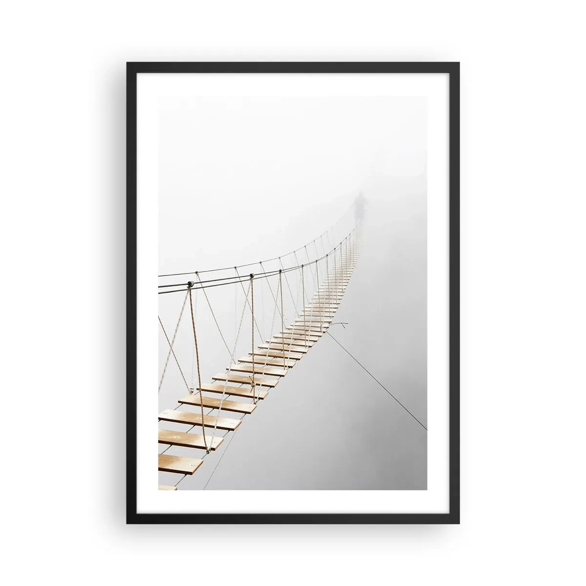 Poster in black frame - A suspension bridge drowning in fog - 50x70cm - Where Did He Take You? - Modern wall decoration for the living room and bedroom ARTTOR
