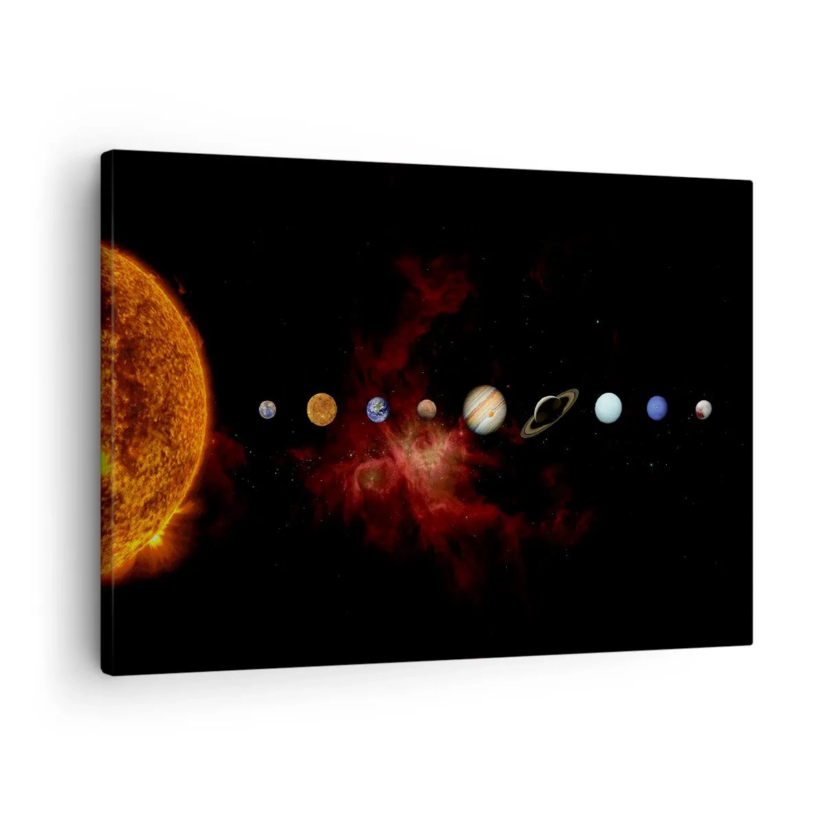 Canvas picture - The solar system with planets against the background of space - 70x50cm - Our Neighbourhood - Modern wall decoration for the living room and bedroom ARTTOR