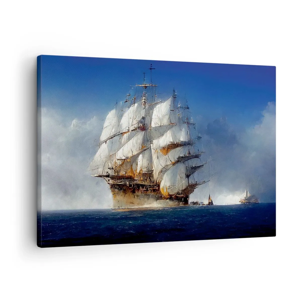 Canvas picture - A sailing ship on the open sea under a blue sky - 70x50cm - The Great Glory! - Modern wall decoration for the living room and bedroom ARTTOR