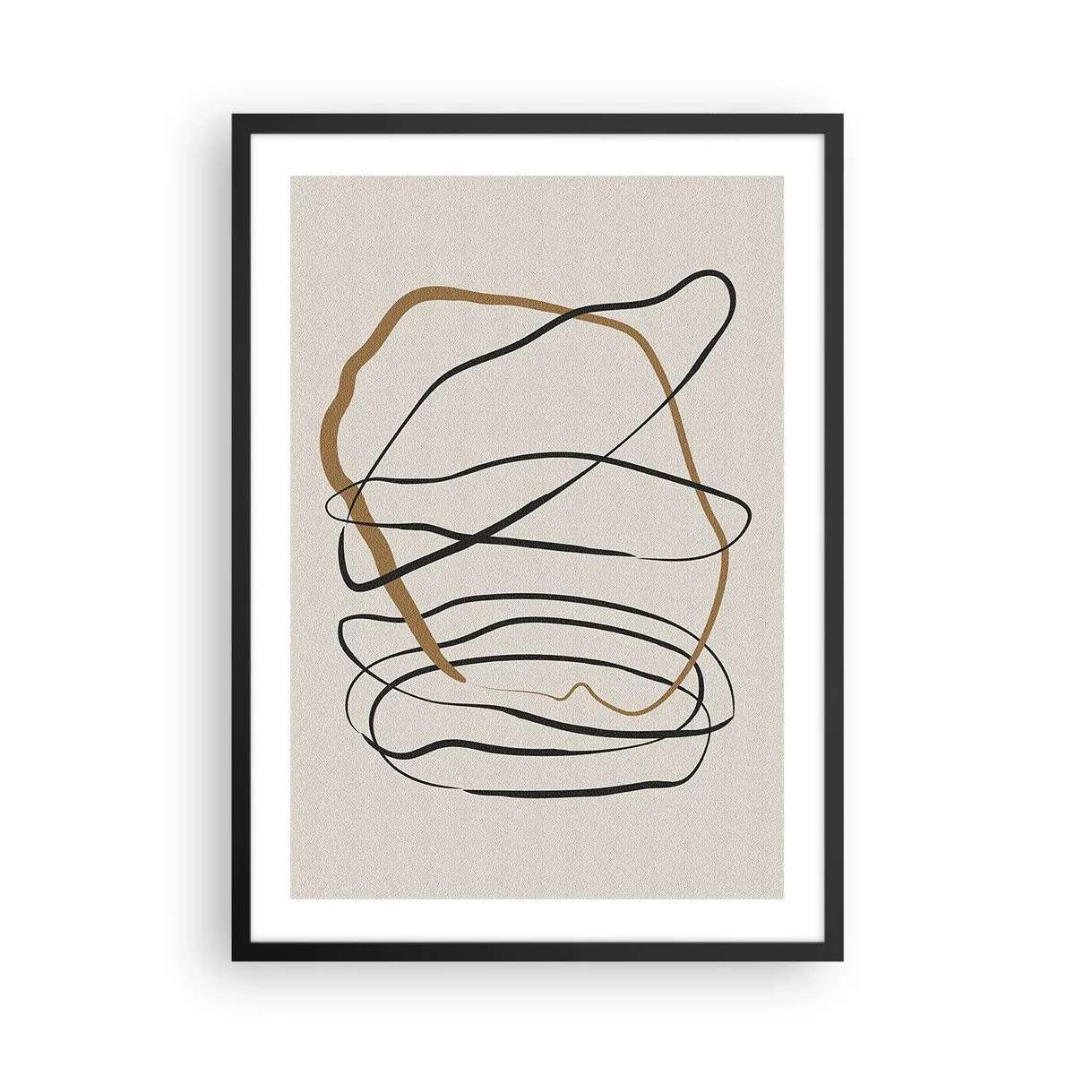 Poster in black frame - Minimalist abstraction with dynamic lines - 50x70cm - Composition - Dance of Possession - Modern wall decoration for the living room and bedroom ARTTOR