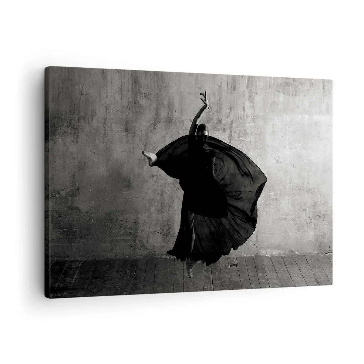 Canvas picture - Black and white silhouette of a dancer in motion against a wall background - 70x50cm - Full of Passion - Modern wall decoration for the living room and bedroom ARTTOR