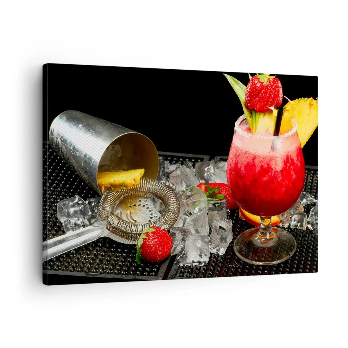 Canvas picture - A colorful cocktail with strawberries, ice and pineapple - 70x50cm - Coctail of Flavours - Modern wall decoration for the living room and bedroom ARTTOR