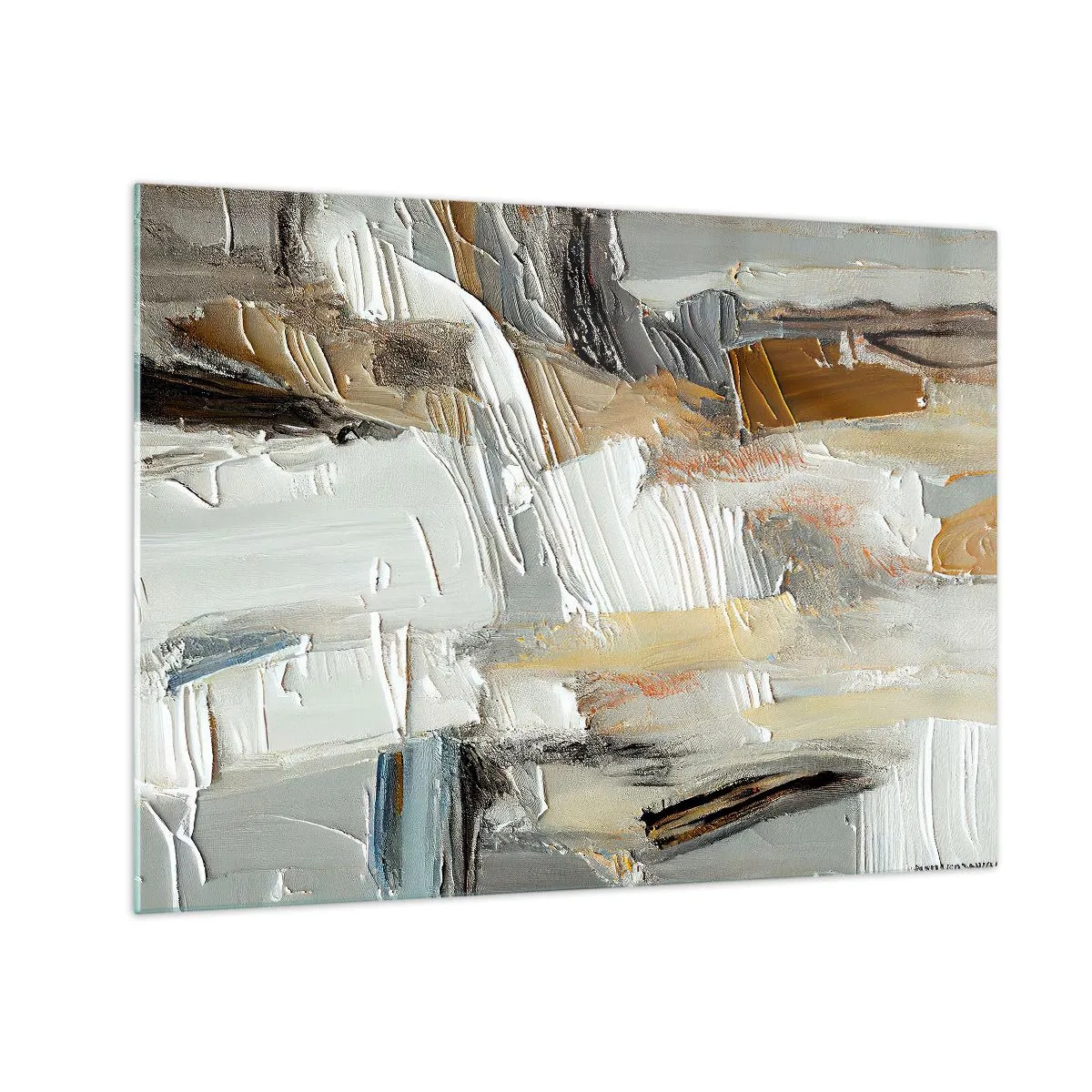 Glass picture - An abstract composition in earthy tones with a distinctive texture. - 70x50cm - Layers of Colour - Modern wall decoration for the living room and bedroom ARTTOR