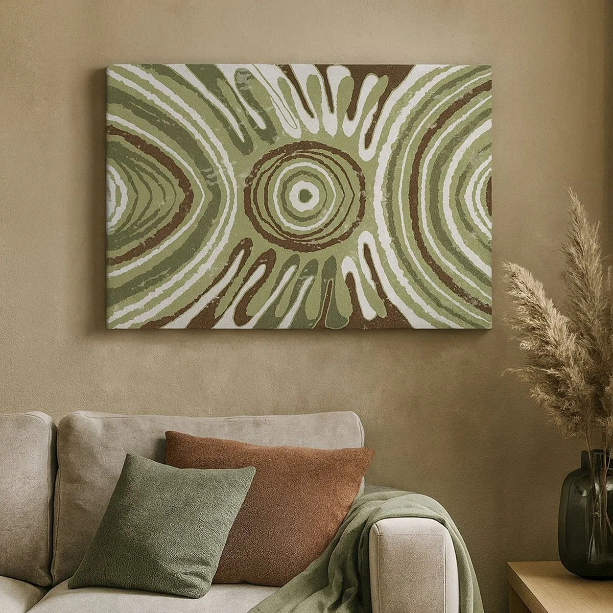 Canvas picture - Abstract patterns in shades of green and brown - 70x50cm - Explosion of Emotions - Modern wall decoration for the living room and bedroom ARTTOR