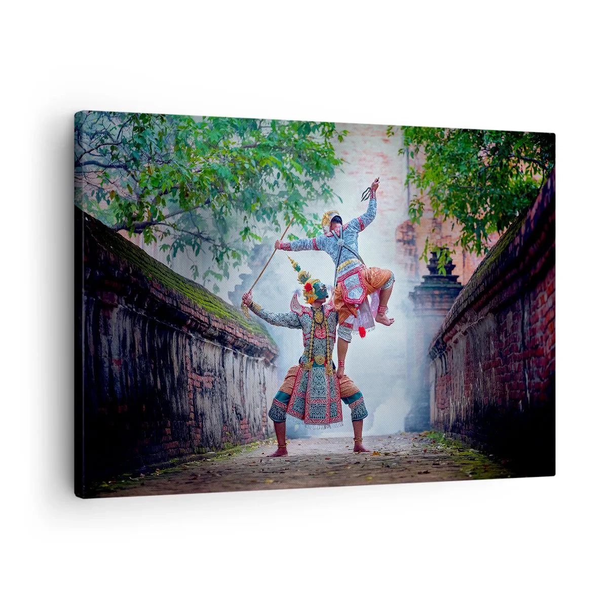 Canvas picture - Traditional dance in a historic setting with a wall and trees - 70x50cm - Lethally Beautiful Dance - Modern wall decoration for the living room and bedroom ARTTOR