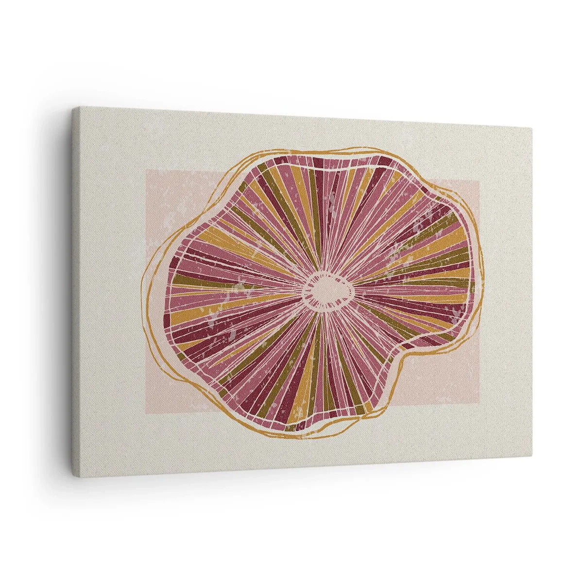 Canvas picture - Abstract tree slice pattern in pink shades - 70x50cm - Radial Abstract - Modern wall decoration for the living room and bedroom ARTTOR