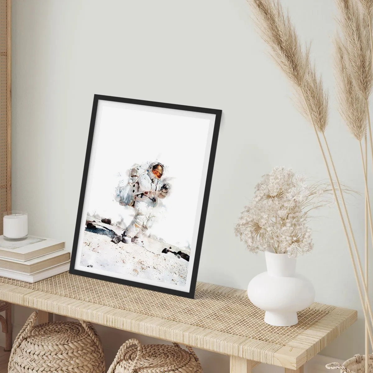 Poster in black frame - An astronaut in a spacesuit on the surface of the moon - 50x70cm - Messenger of the Earth - Modern wall decoration for the living room and bedroom ARTTOR