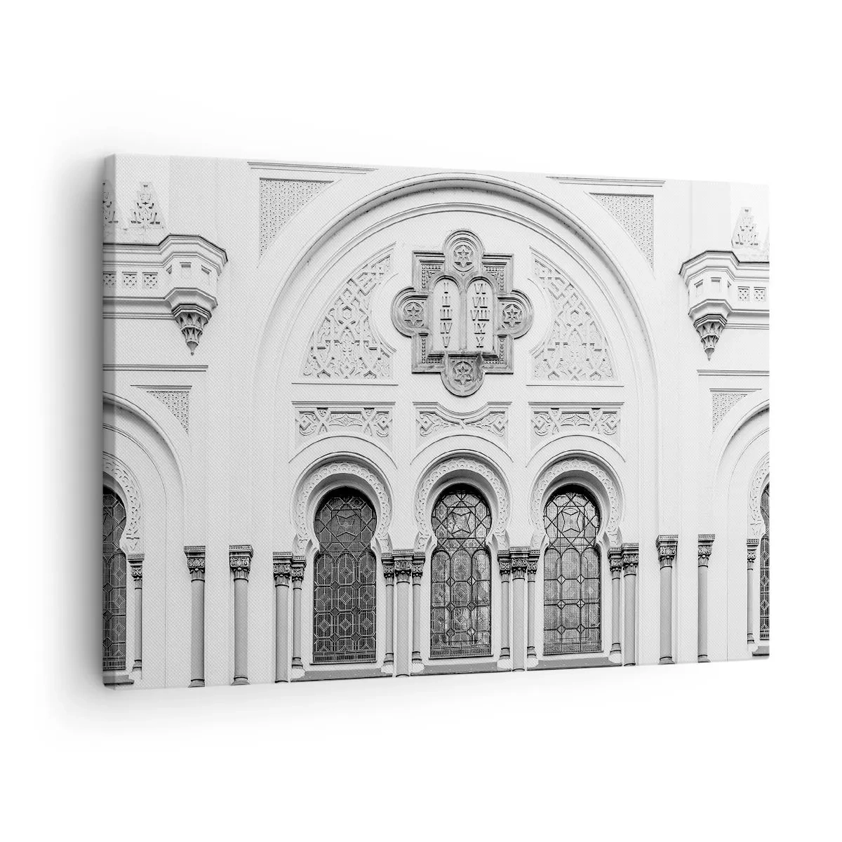 Canvas picture - Architectural details of the facade in a monochromatic style - 70x50cm - At the Crossroads of Cultures - Modern wall decoration for the living room and bedroom ARTTOR