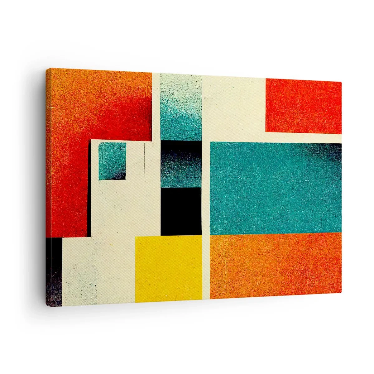 Canvas picture - Geometric abstraction with colored rectangles and squares - 70x50cm - Geometric Abstract - Good Energy - Modern wall decoration for the living room and bedroom ARTTOR