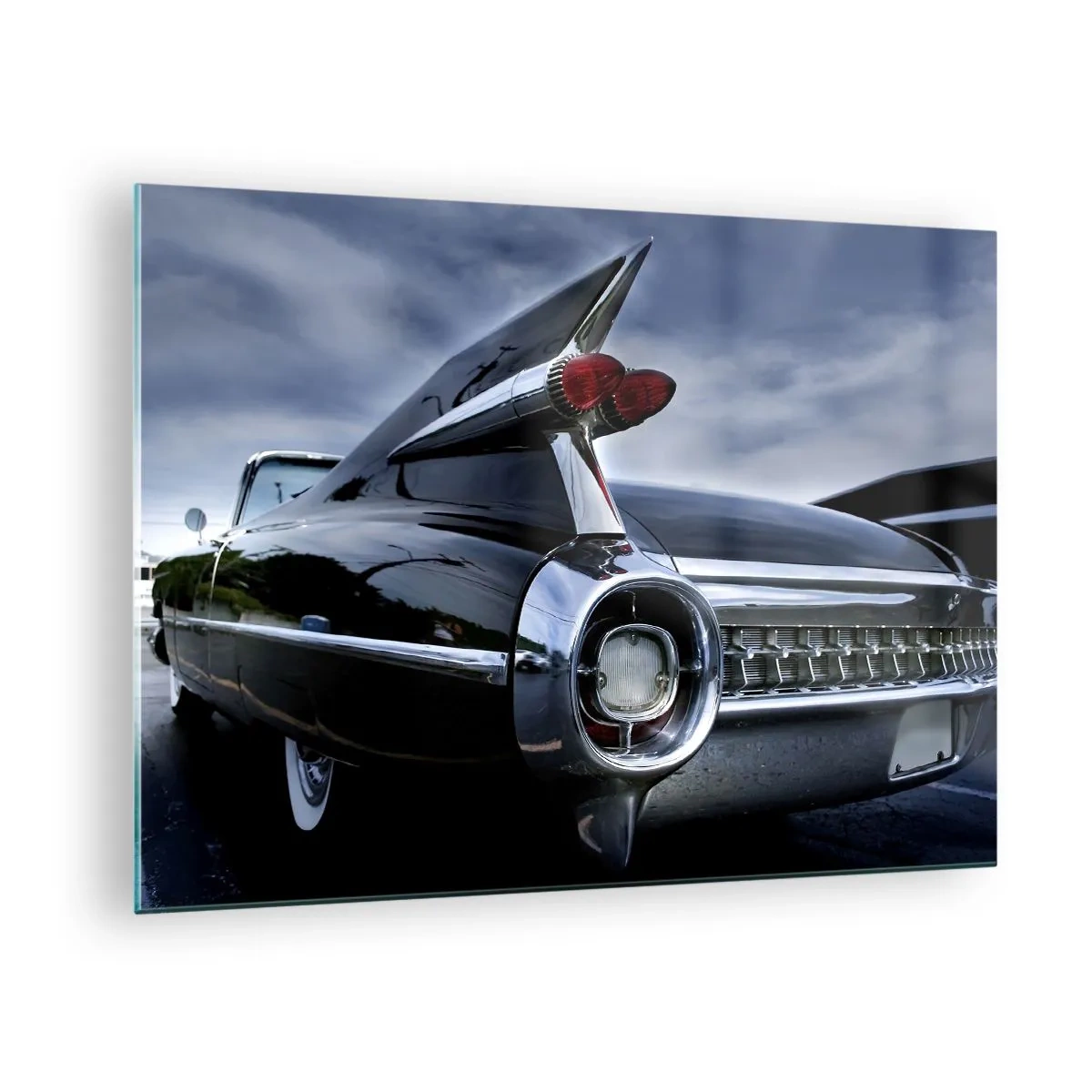 Glass picture - Stylish classic car taillights in glossy black paint - 70x50cm - That's Why It Is Beautiful! - Modern wall decoration for the living room and bedroom ARTTOR