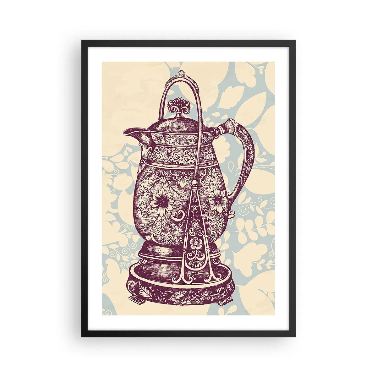 Poster in black frame - A decorated vintage jug on a decorative background - 50x70cm - Beauty of Ordinary Life - Modern wall decoration for the living room and bedroom ARTTOR