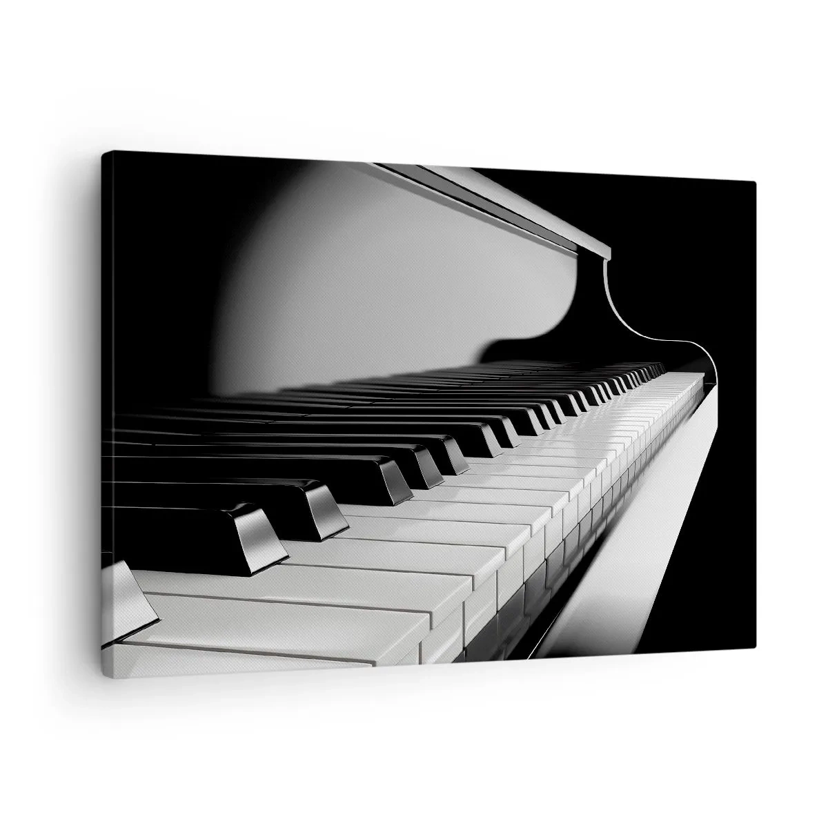 Canvas picture - Piano keys in an elegant black and white shot - 70x50cm - Harmony of Shapes and Colours - Modern wall decoration for the living room and bedroom ARTTOR