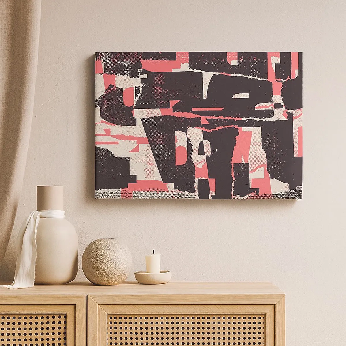 Canvas picture - An abstract composition in shades of pink and brown. - 70x50cm - All that Chaos - Modern wall decoration for the living room and bedroom ARTTOR