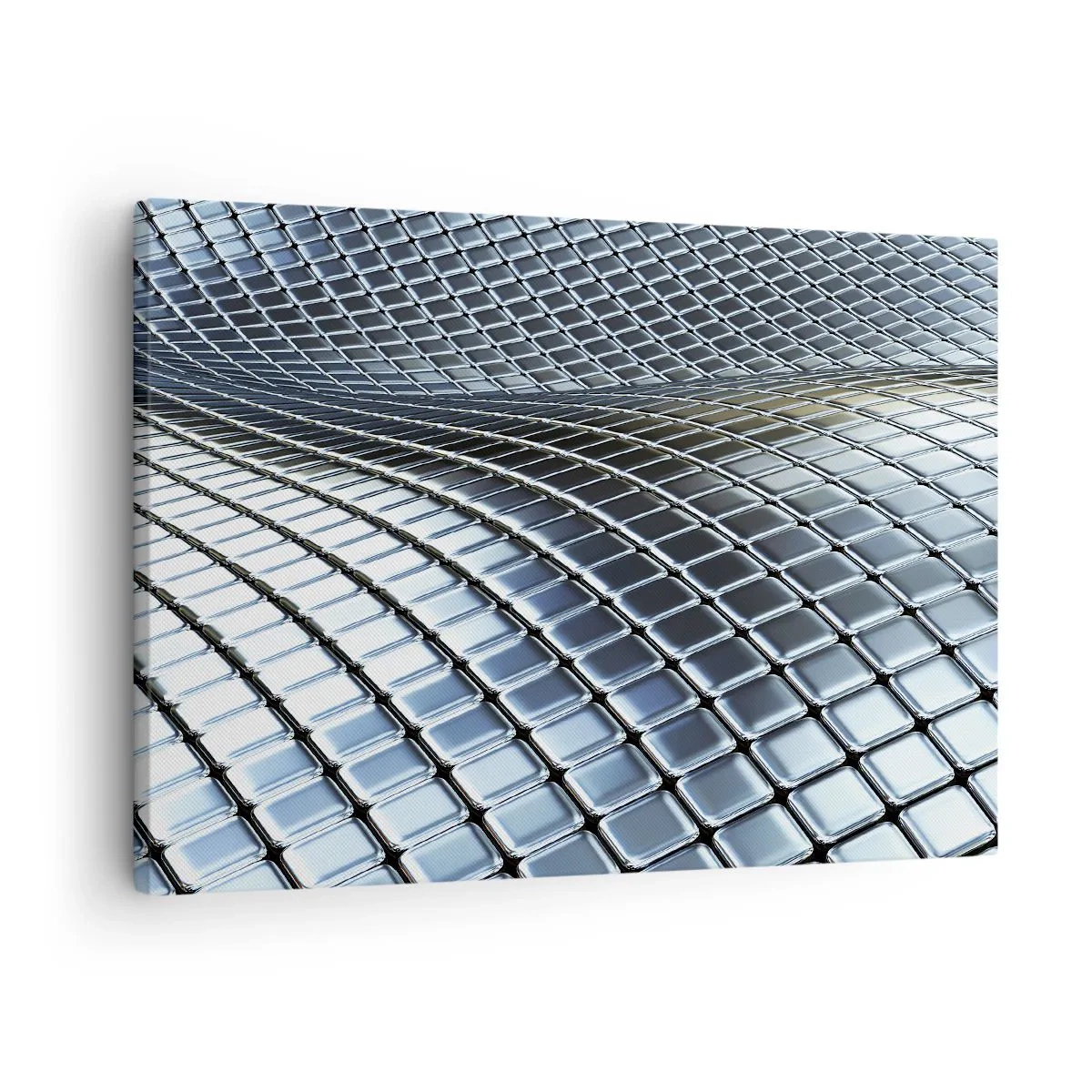Canvas picture - Modern structure made of metallic squares - 70x50cm - Metallic Silver Wave - Modern wall decoration for the living room and bedroom ARTTOR