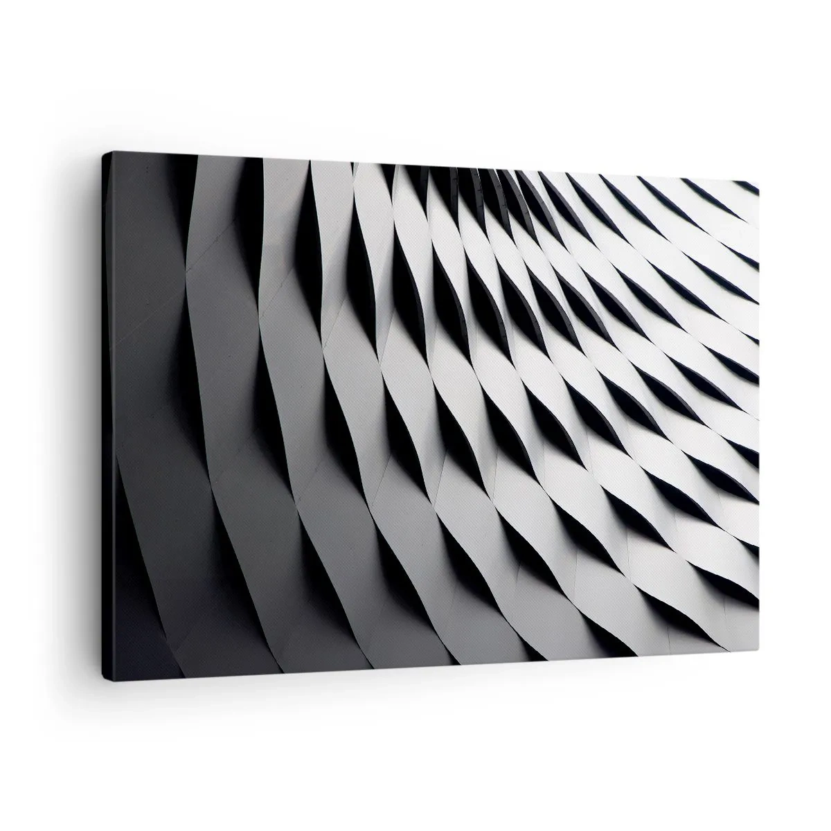 Canvas picture - Abstract geometric pattern in shades of black and white - 70x50cm - On the Surface of the Wave - Modern wall decoration for the living room and bedroom ARTTOR