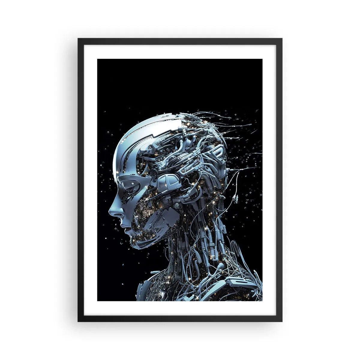 Poster in black frame - Cybernetic figure in a futuristic style - 50x70cm - Technology Is a Woman - Modern wall decoration for the living room and bedroom ARTTOR