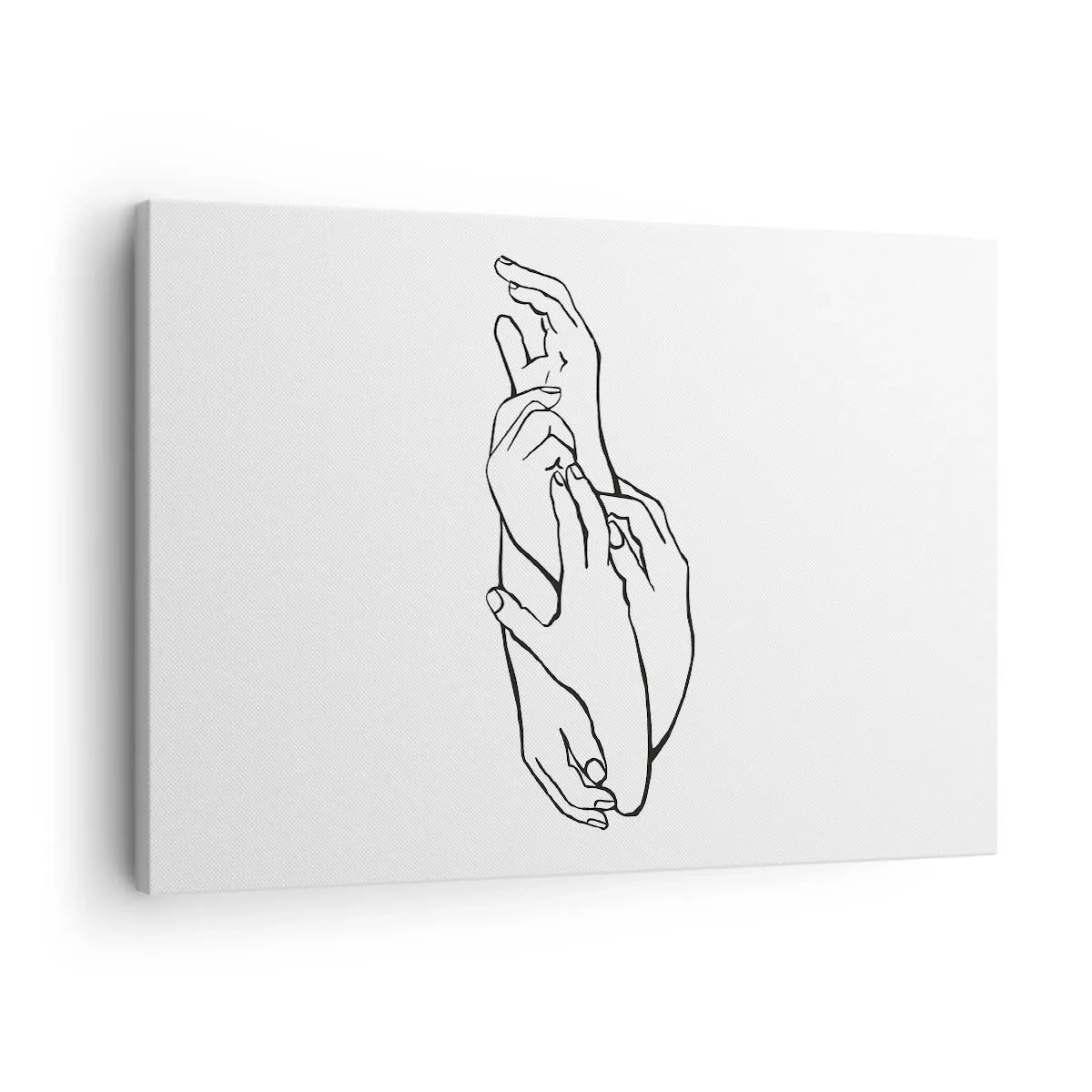 Canvas picture - A minimalist sketch of hands clasped in a gesture of delicacy. - 70x50cm - Good Touch - Modern wall decoration for the living room and bedroom ARTTOR
