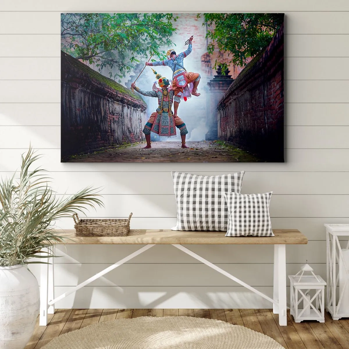 Canvas picture - Traditional dance in a historic setting with a wall and trees - 70x50cm - Lethally Beautiful Dance - Modern wall decoration for the living room and bedroom ARTTOR