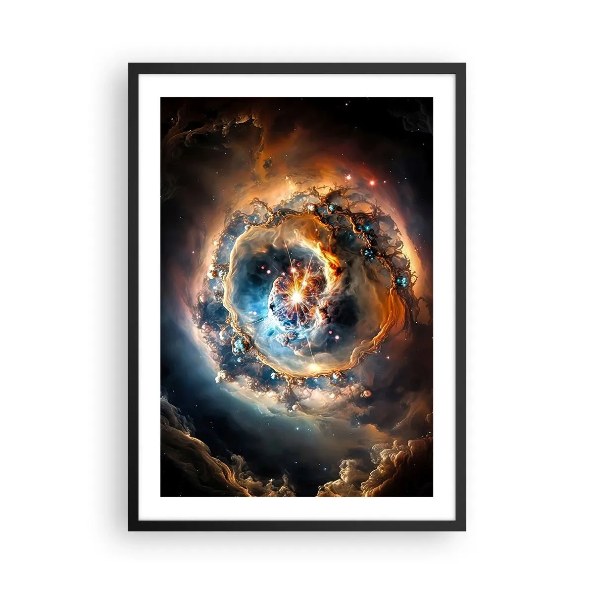 Poster in black frame - cosmic explosion of light and energy in galactic space. - 50x70cm - Beginning - Modern wall decoration for the living room and bedroom ARTTOR