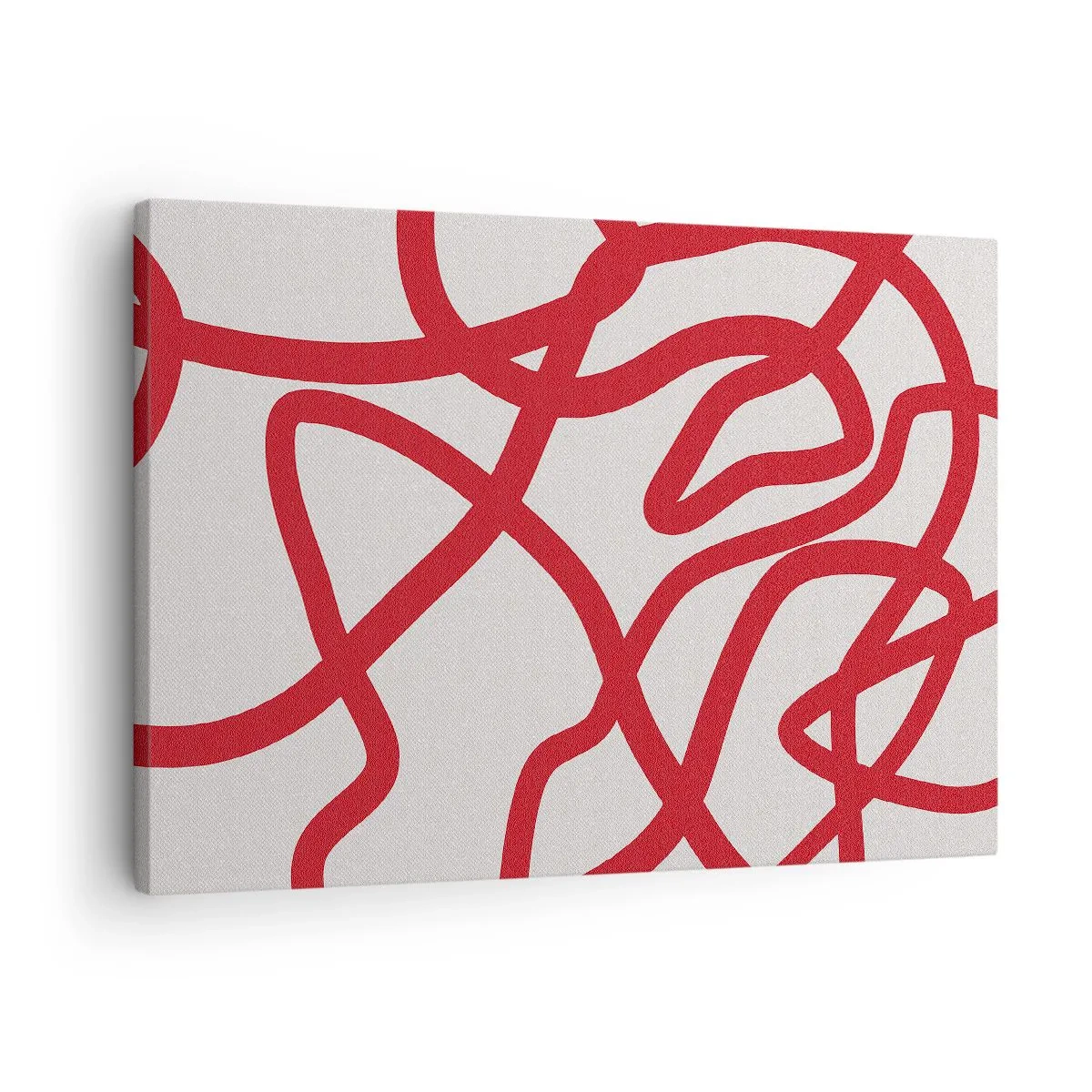 Canvas picture - Red abstract lines on a white background - 70x50cm - Red on White - Modern wall decoration for the living room and bedroom ARTTOR